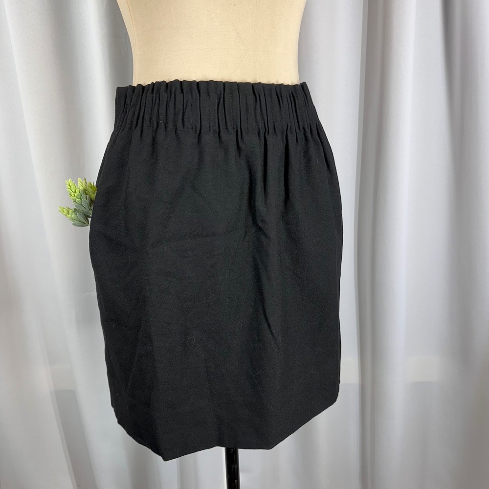 J.Crew‎ Black Wool Blend Elastic Waist Pull-On Mini Skirt Pockets Women's Sz 4